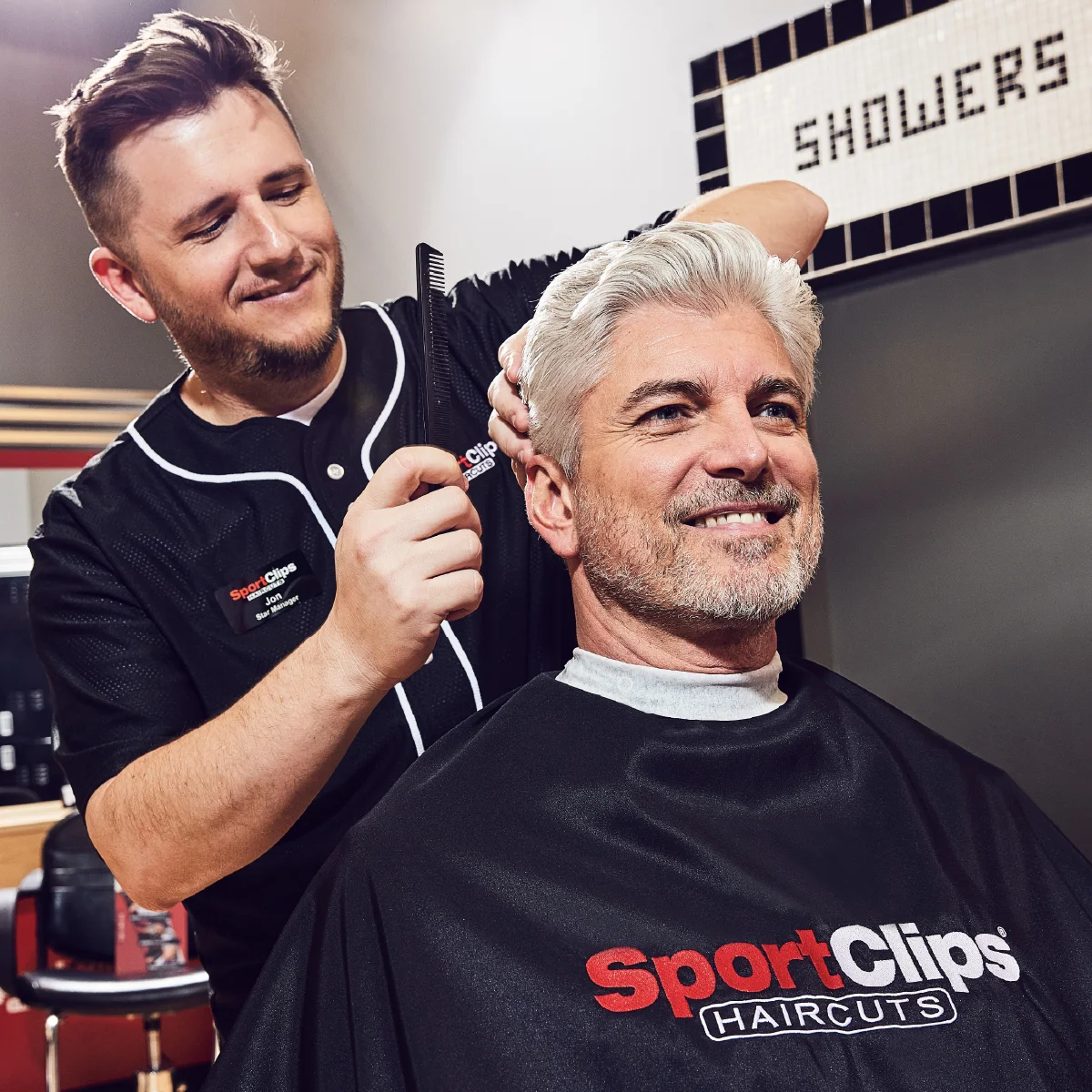 man getting hair cut